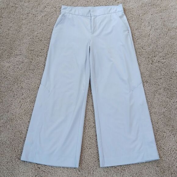 Athleta Tribeca Straight Wide Leg Capri Length Pants Light Grey Size 2 - Picture 2 of 8